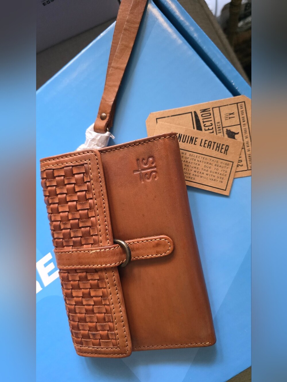 STS Ranchwear Woven Brown Leather Wristlet Wallet